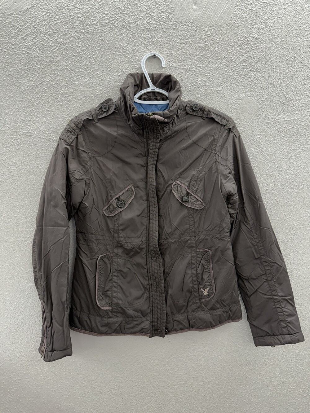 American Eagle Womens Jacket Size Medium Brown Zip Up Lined Y2K
